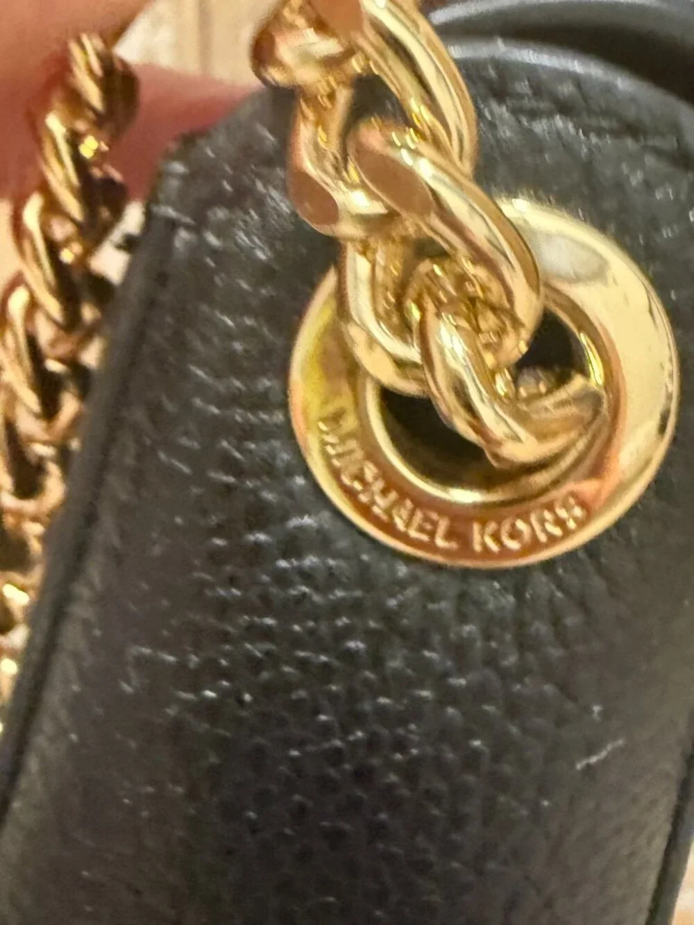 Michael Kors Wanda Crossbody Bag Black Pebbled Leather Structured Chain Strap